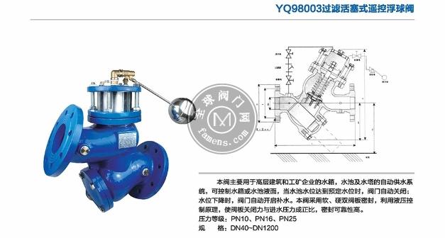 过滤活塞式遥控浮球阀