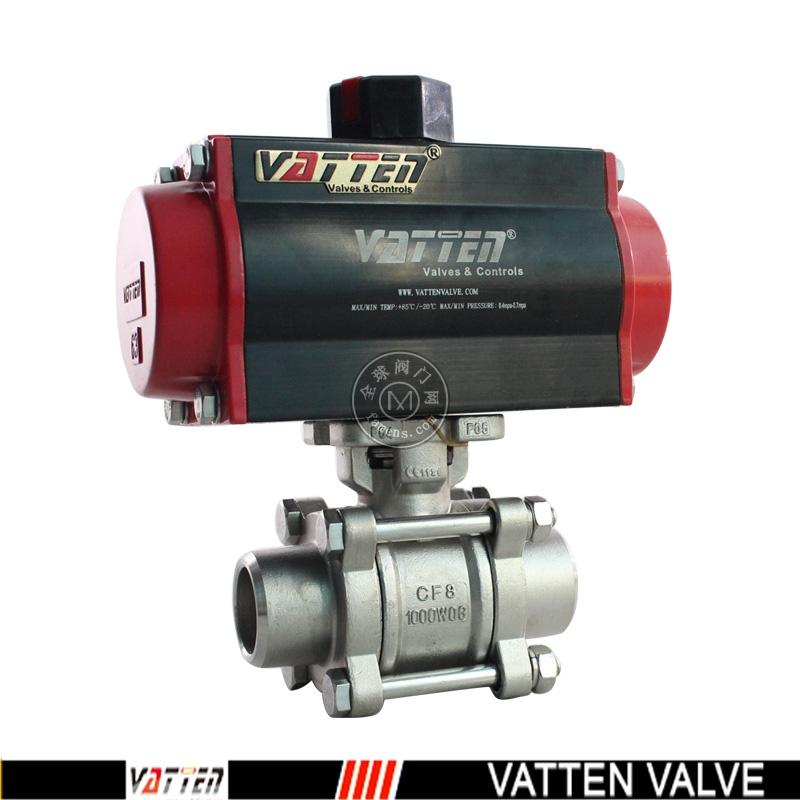 德国VATTEN品牌气动焊接球阀，三片式不锈钢螺纹球阀