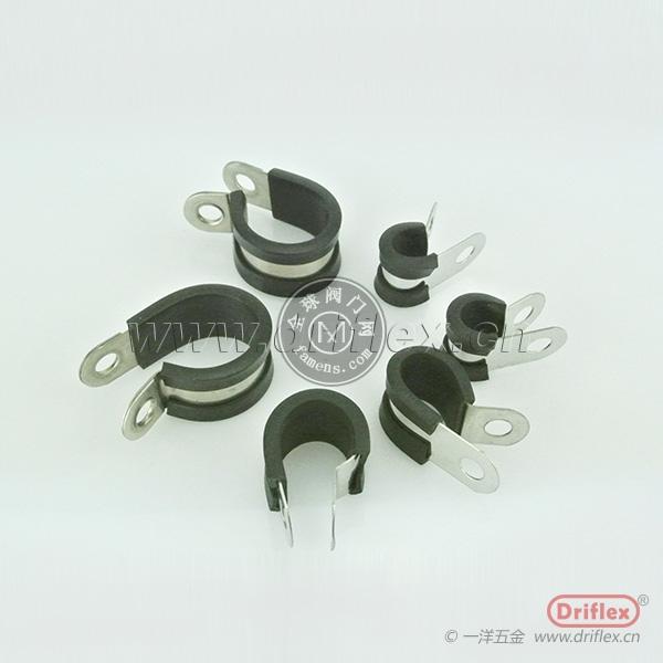 成都一洋五金专业生产好质量软管卡箍，橡胶结合不锈钢304材质。