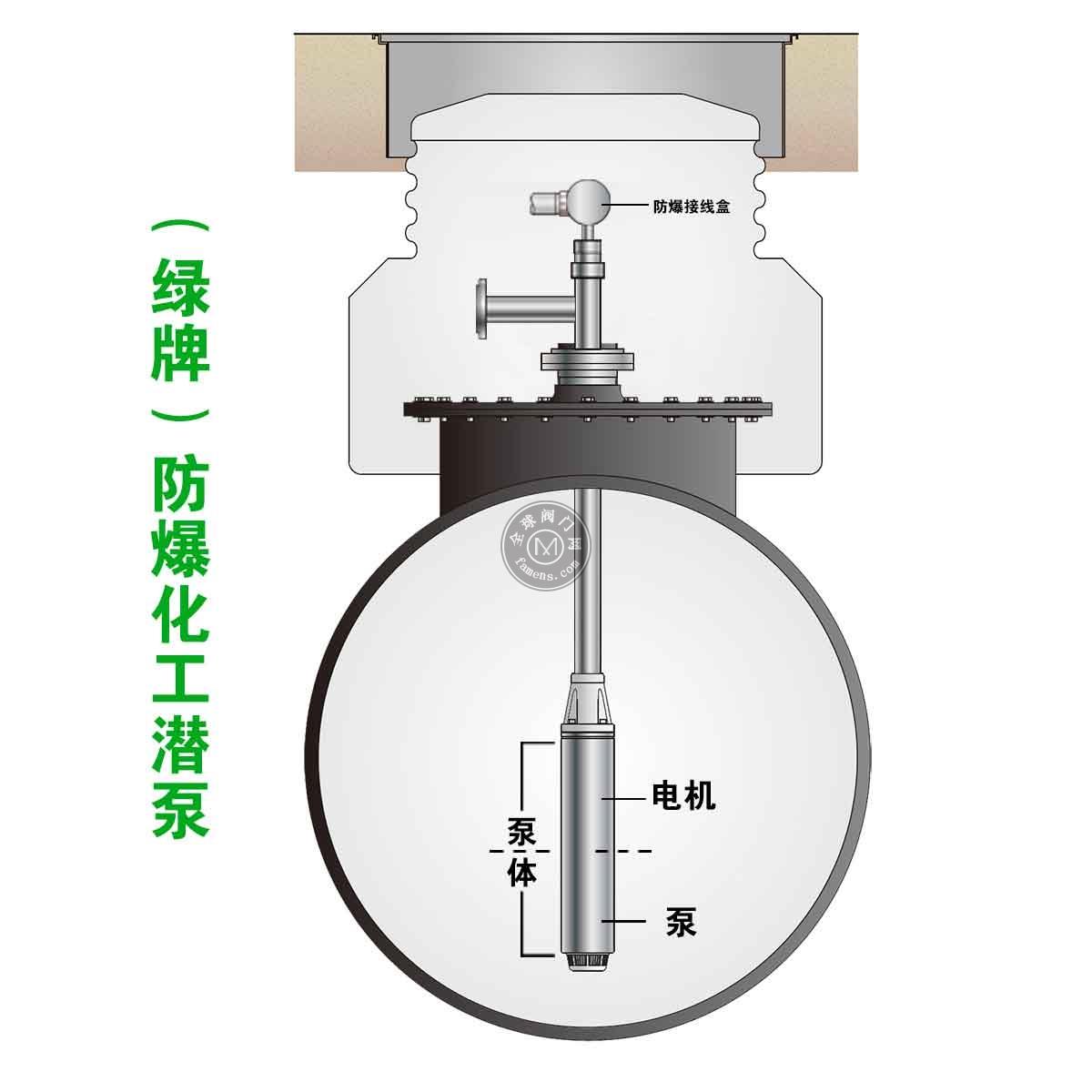 绿牌YQYB-180-45-3不锈钢精细化工制药企业防爆液下泵
