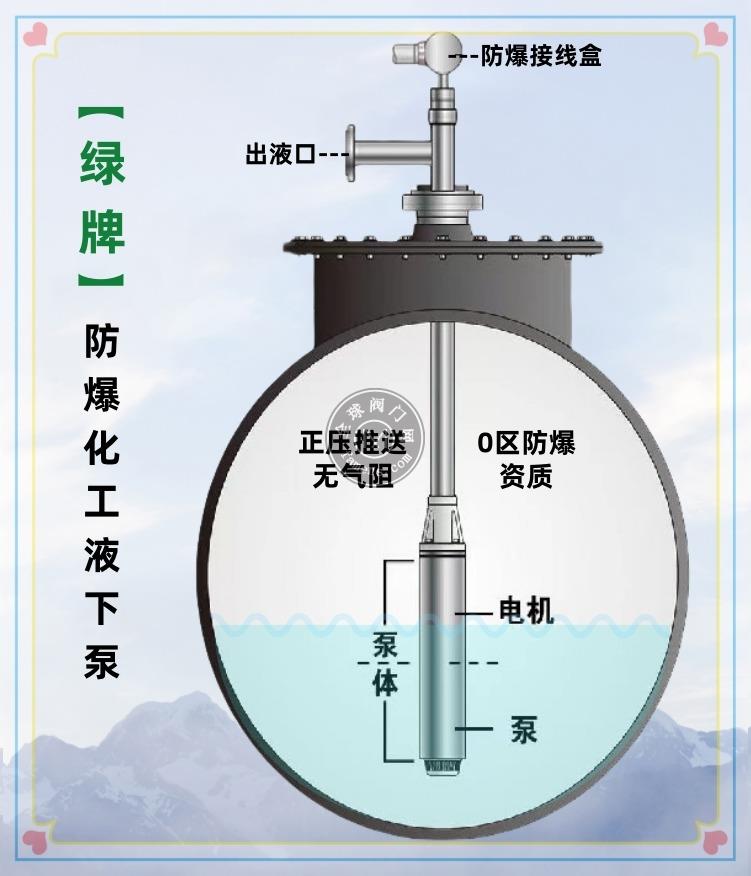 绿牌免维护液下泵-防爆化工潜泵