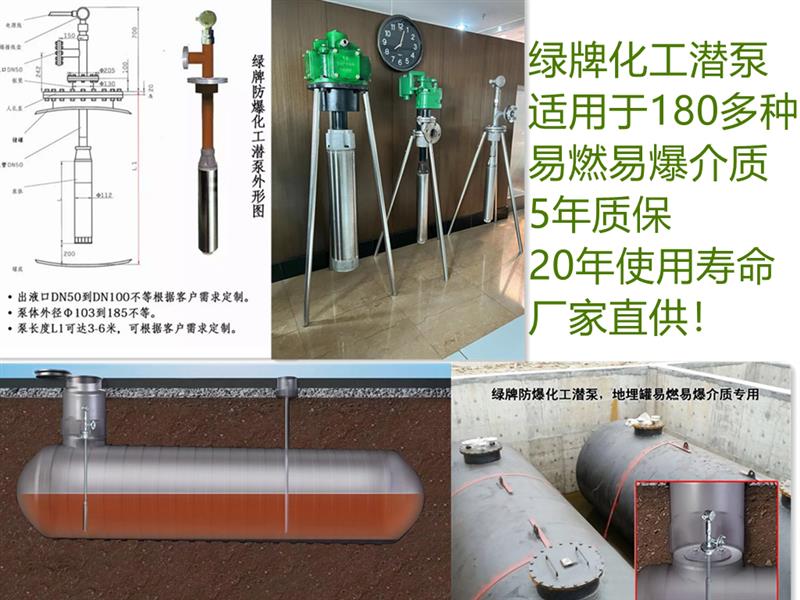 高扬程化工防爆潜泵-20年使用寿命-地埋罐0区防爆化工潜泵