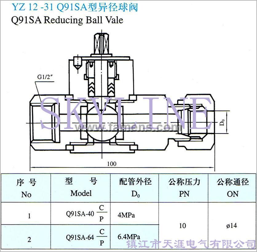 YZ12-31 Q91SA型异径球阀