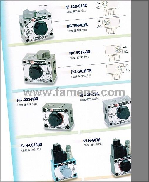 台湾圣鑫SHENG HSIN(SH)流量控制阀HF-ZGM-001-02AR,HF-ZGM-001-02AL、FKC-G02A-BR,FKC-G02A-TR、FKC-G03MAR