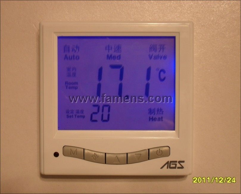 YK810中央空调液晶温控器，暖通空调控制面板，风机盘管开关